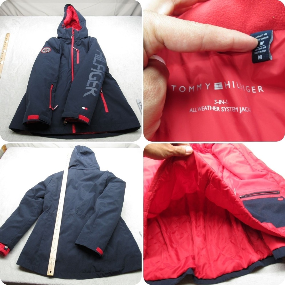 Tommy Hilfiger Jacket Womens Medium Navy All Weather Hooded Removable Liner 3in1